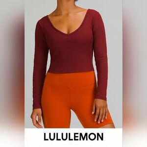 LULULEMON Align Burgundy Long Sleeve Cropped Top(#108)